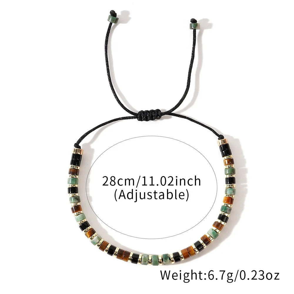 New Bohemian-Style Natural Stone Bead Bracelet for Men Vintage and Trendy Ball Shape for Daily Professional Wear and Weddings
