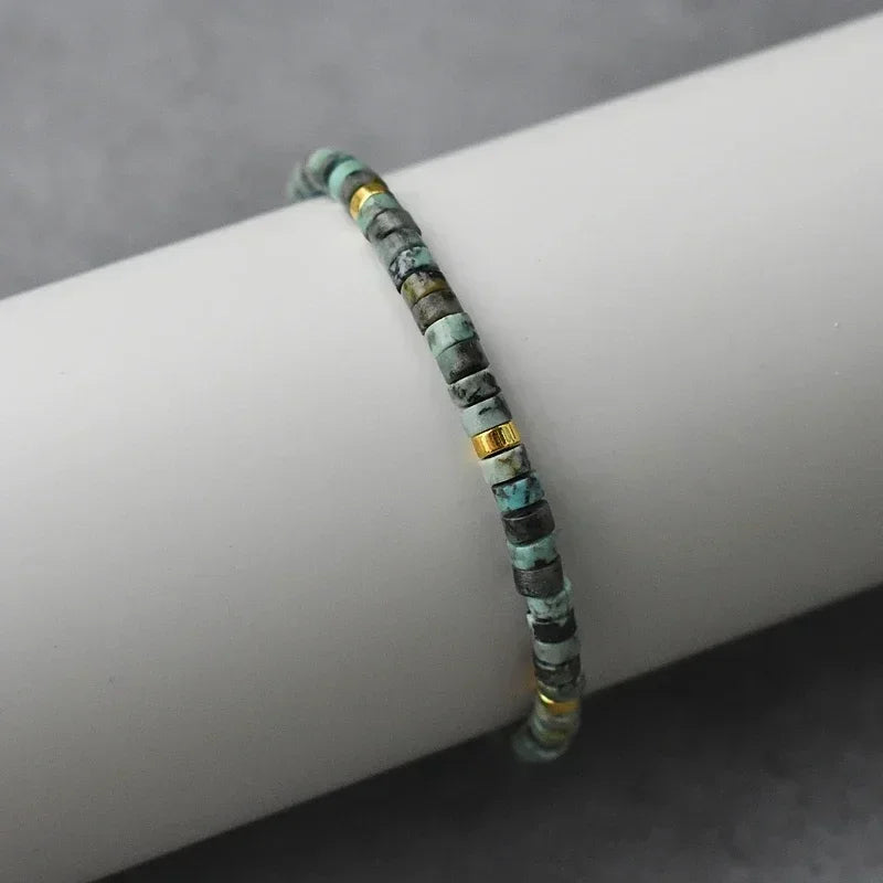 Bracelet de perles en pierre naturelle de style bohème pour hommes, forme boule vintage et tendance, pour un usage professionnel quotidien et les mariages