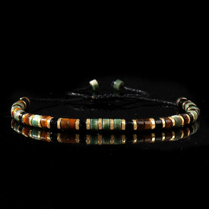 New Bohemian-Style Natural Stone Bead Bracelet for Men Vintage and Trendy Ball Shape for Daily Professional Wear and Weddings