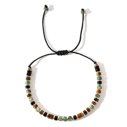 New Bohemian-Style Natural Stone Bead Bracelet for Men Vintage and Trendy Ball Shape for Daily Professional Wear and Weddings