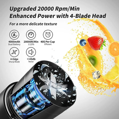 New Portable Blender Juicer Type-C Charging Personal Smoothie Blender Fresh Juice Mixer Machine Sport Travel Home Shakes Stirr