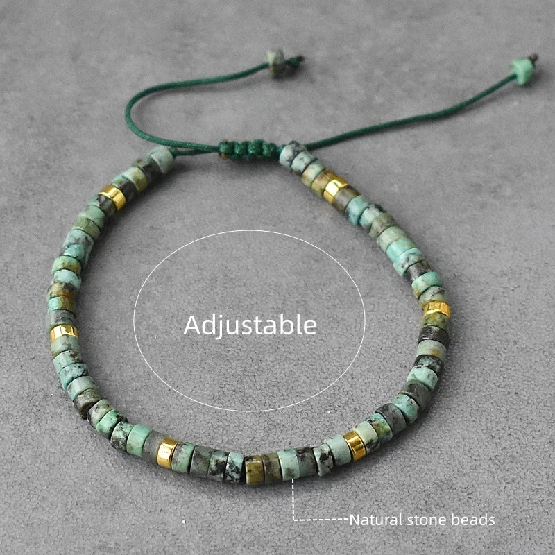 Bracelet de perles en pierre naturelle de style bohème pour hommes, forme boule vintage et tendance, pour un usage professionnel quotidien et les mariages
