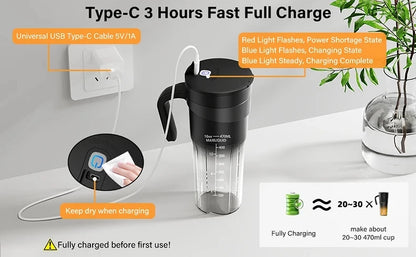 Presse-fruits Portable, 6 lames tranchantes, Rechargeable, personnel, multifonctionnel, Mini mélangeur portatif, tasse pour Shakes et Smoothies