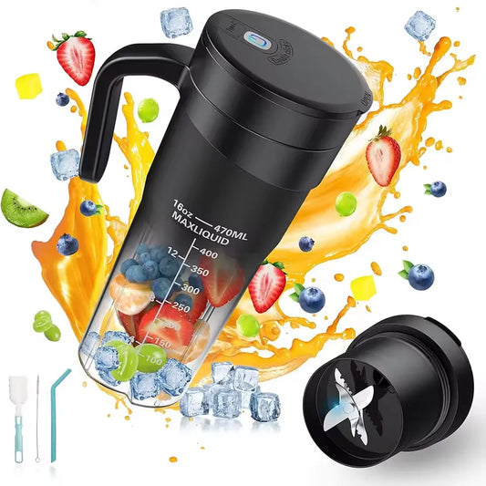 Presse-fruits Portable, 6 lames tranchantes, Rechargeable, personnel, multifonctionnel, Mini mélangeur portatif, tasse pour Shakes et Smoothies