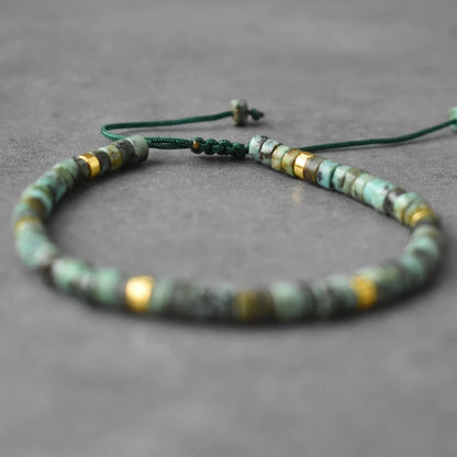 Bracelet de perles en pierre naturelle de style bohème pour hommes, forme boule vintage et tendance, pour un usage professionnel quotidien et les mariages