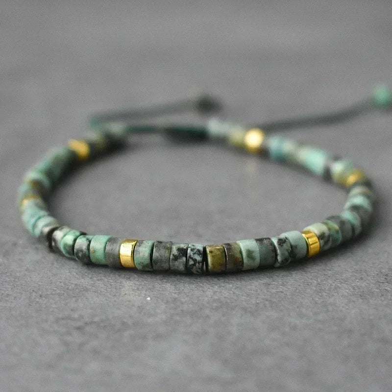 Bracelet de perles en pierre naturelle de style bohème pour hommes, forme boule vintage et tendance, pour un usage professionnel quotidien et les mariages