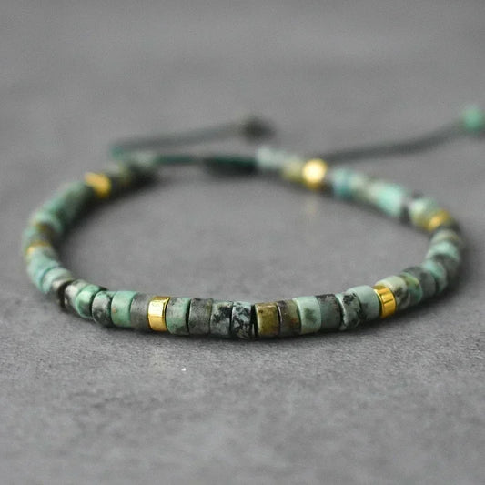 Bracelet de perles en pierre naturelle de style bohème pour hommes, forme boule vintage et tendance, pour un usage professionnel quotidien et les mariages