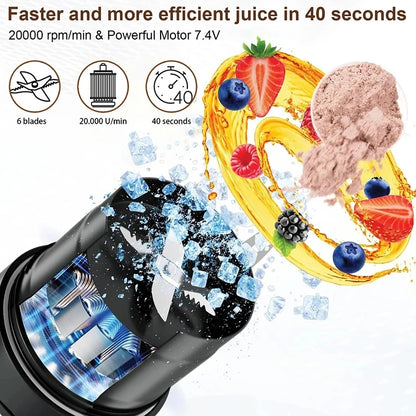 Presse-fruits Portable, 6 lames tranchantes, Rechargeable, personnel, multifonctionnel, Mini mélangeur portatif, tasse pour Shakes et Smoothies