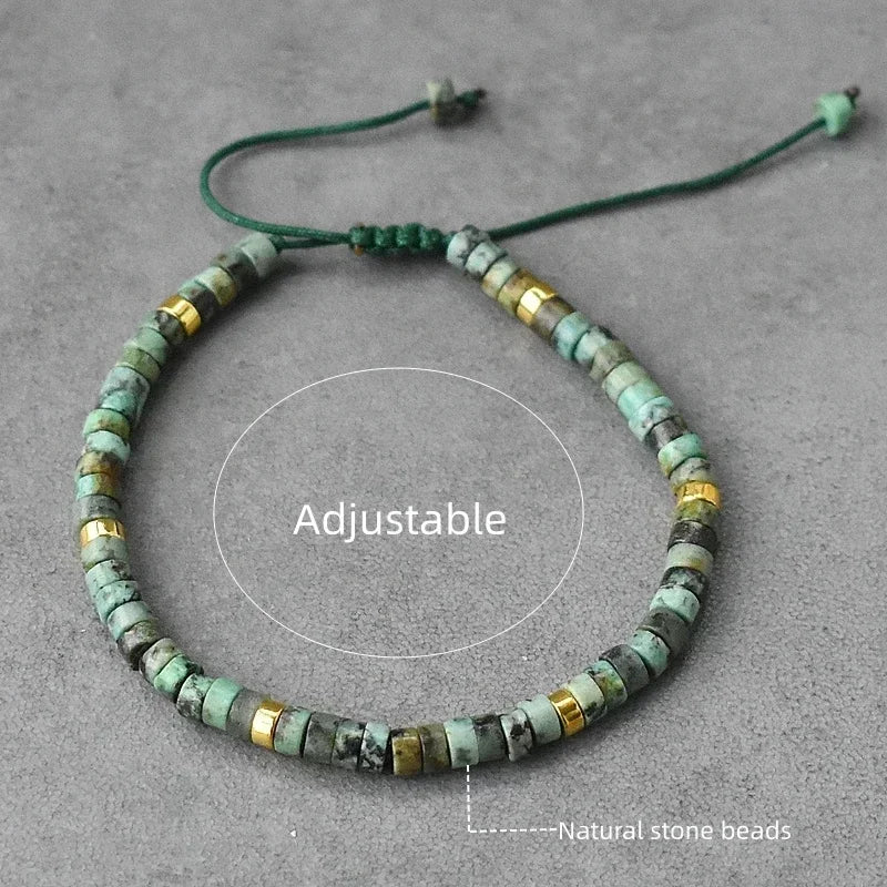 Bracelet de perles en pierre naturelle de style bohème pour hommes, forme boule vintage et tendance, pour un usage professionnel quotidien et les mariages