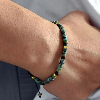 Bracelet de perles en pierre naturelle de style bohème pour hommes, forme boule vintage et tendance, pour un usage professionnel quotidien et les mariages